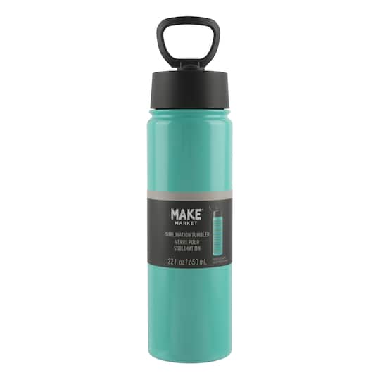 22oz. Stainless Steel Sublimation Water Bottle with Travel Lid by Make Market®